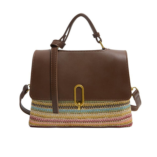 Damen elegante Satchel-Tasche mit geflochtener Ausstattung Nord Taschen