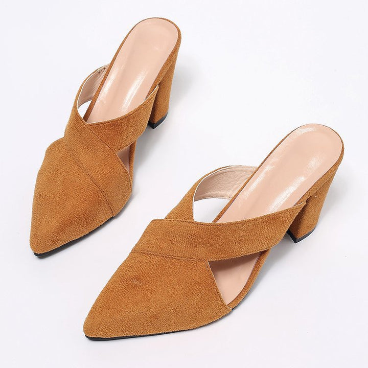 Damen Mules mit elegantem Kreuzband und komfortablem Blockabsatz  Nord Taschen