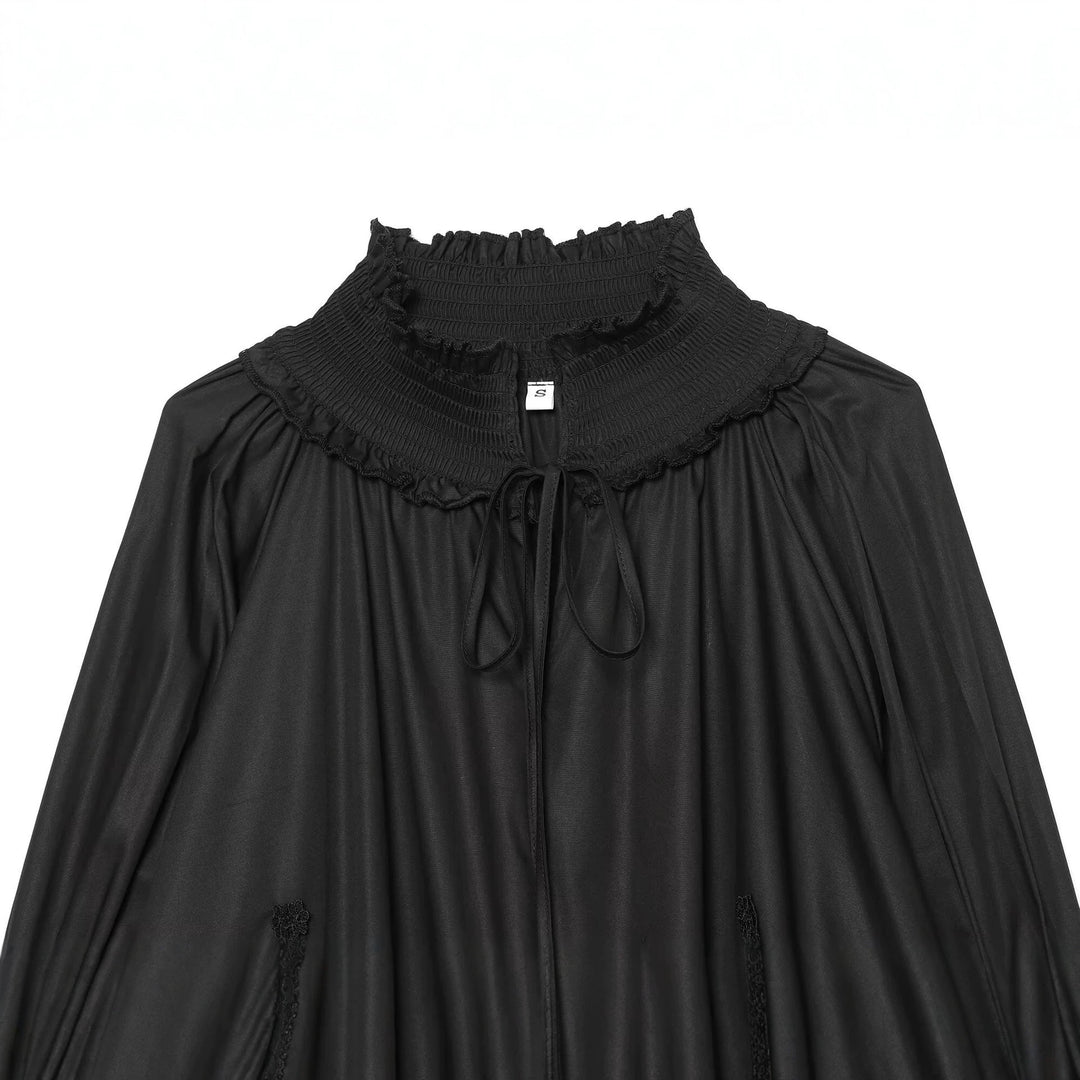 Damen Romantische Bluse mit Volantkragen, Glockenärmeln und Spitzenbesatz Nord Taschen