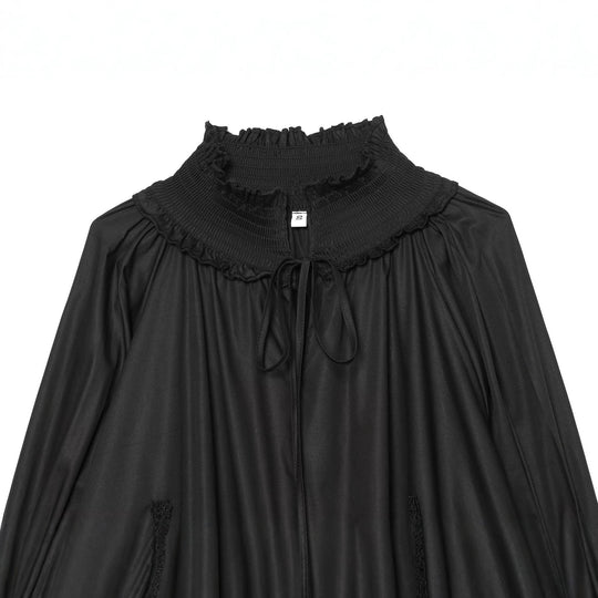 Damen Romantische Bluse mit Volantkragen, Glockenärmeln und Spitzenbesatz Nord Taschen