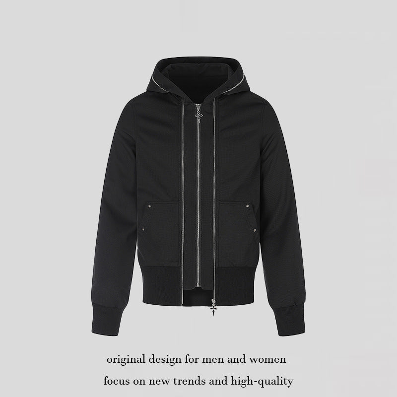 Damen Kapuzen-Sweatjacke mit hohem Stehkragen, kontrastierenden Ziernähten und durchgehendem Reißverschluss Nord Taschen