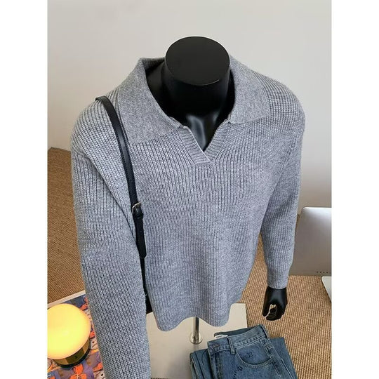 Herren Struktur-Strickpullover mit Polokragen und V‑Schlitz Nord Taschen
