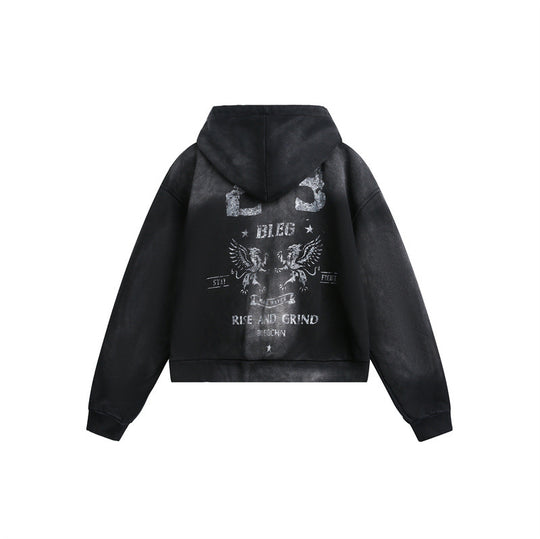 Unisex Kapuzenzipjacke im urbanen Graffiti‑Print mit Kängurutasche und Boxy‑Schnitt Nord Taschen