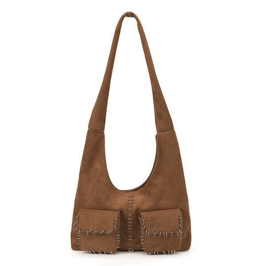 Damen Hobo-Tasche aus weichem Veloursleder mit einzigartigem Stickdetail Nord Taschen