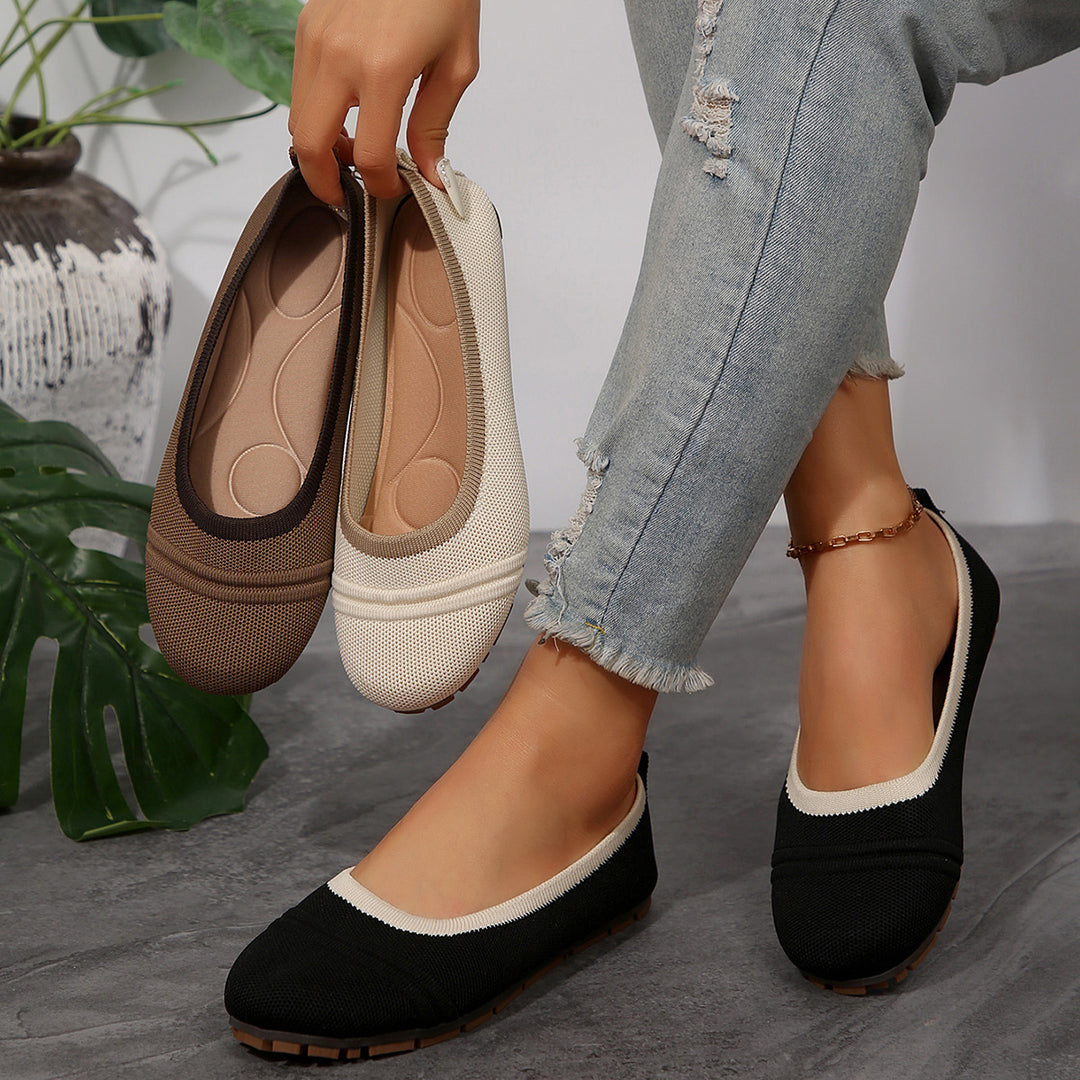 Damen  atmungsaktive Strick‑Ballerina mit ergonomischem Memory‑Fußbett und rutschfester Flexsohle Nord Taschen