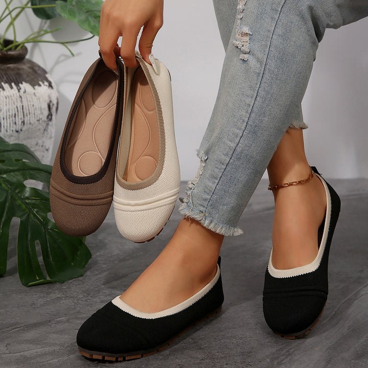 Damen  atmungsaktive Strick‑Ballerina mit ergonomischem Memory‑Fußbett und rutschfester Flexsohle Nord Taschen