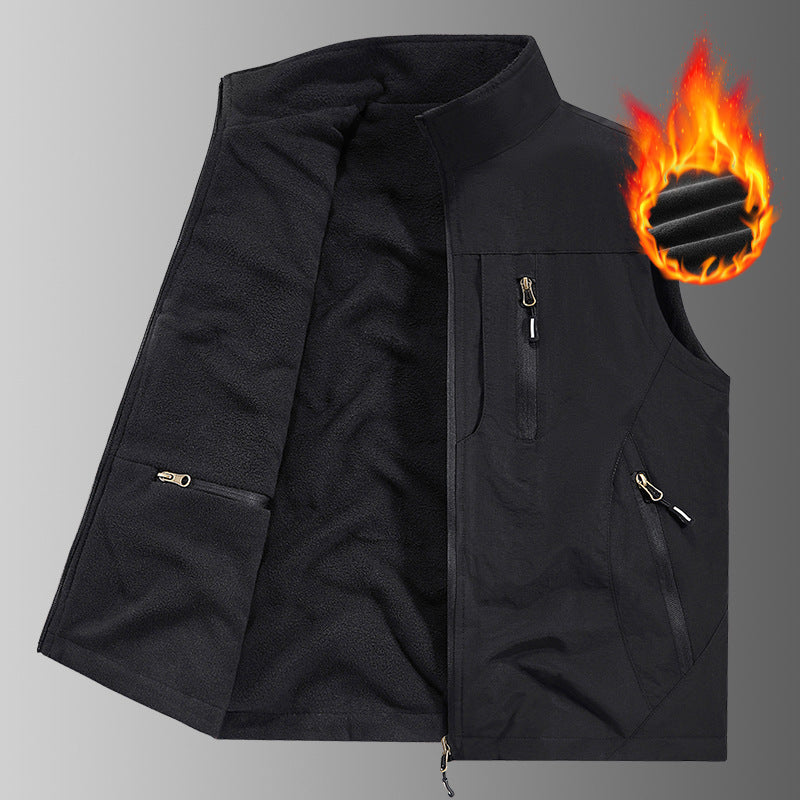 Herren Thermo-Fleece Outdoorweste mit wärmender Teddyfutter-Innenseite, winddichter Außenlage & Multifunktions-Reißverschlusstaschen Nord Taschen