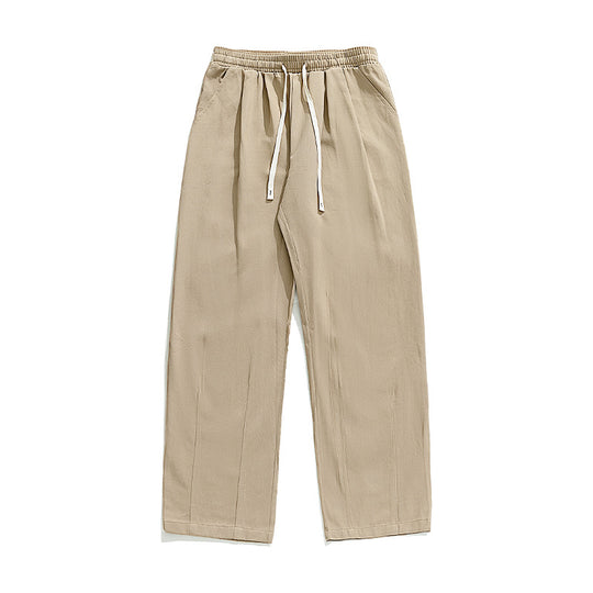 Unisex Leichte Leinenoptik-Loungehose mit elastischem Bund, geradem Palazzoschnitt und kontrastierendem Kordelzug Nord Taschen