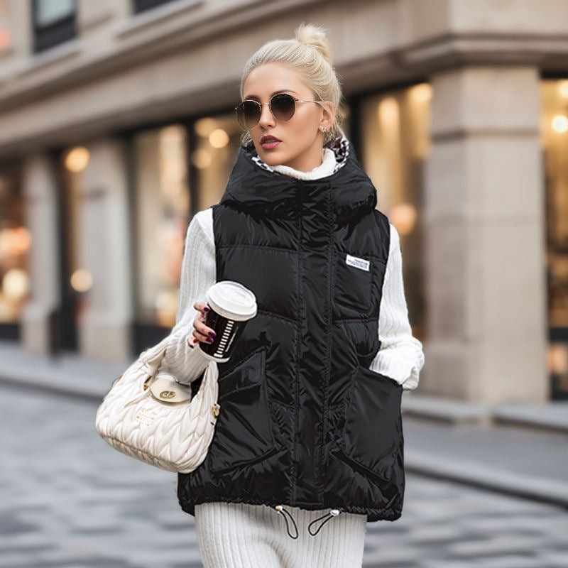 Damen gesteppte Winterweste mit verstellbarer Kapuze und praktischen Taschen Nord Taschen
