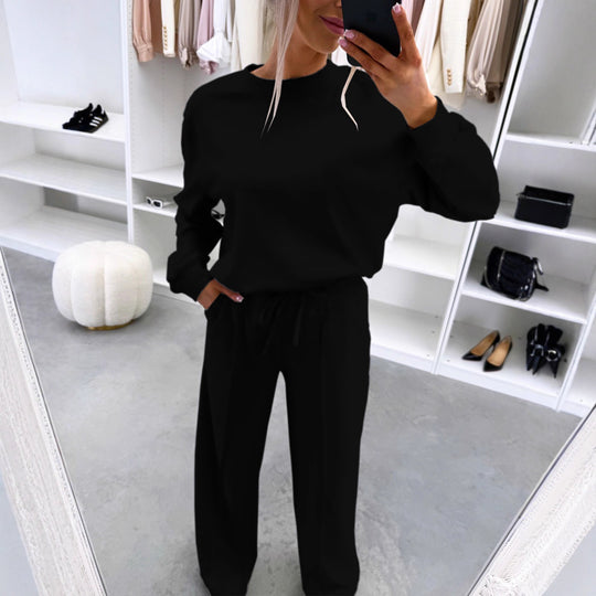 Damen Casual-Loungewear-Set mit Oversize-Batwing-Pullover und weitem Jersey-Hosenbein Nord Taschen