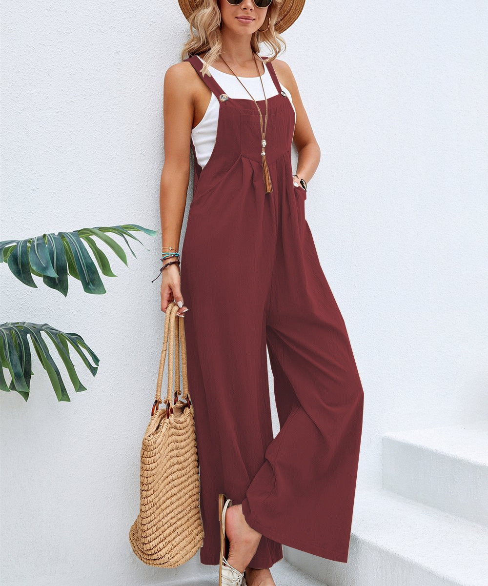 Damen weite Latzhose aus leichtem Material