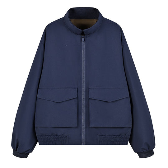 Herren Boxy Utility‑Bomberjacke mit großen Pattentaschen, Stehkragen & Reißverschluss Nord Taschen