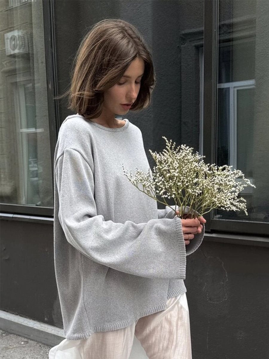 Damen Grobstrick-Kapuzenpullover aus reiner Baumwolle mit Kordelzug Nord Taschen