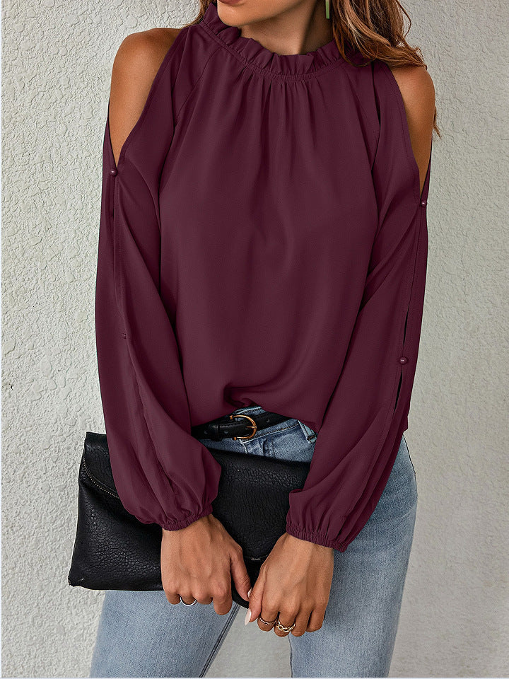 Damen Bluse mit kühlen Schulterdetails und elastischen Ärmeln