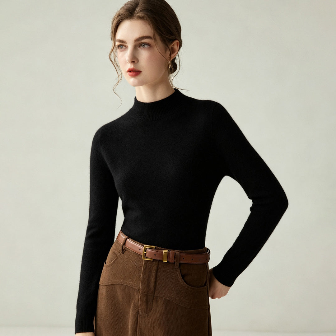 Damen Schmaler Mockneck-Feinstrickpullover mit kaschmirähnlicher Haptik Nord Taschen