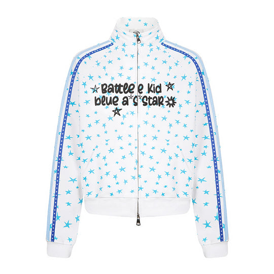 Damen Sweatjacke im Retro-Trackstil mit Stehkragen, Sternen-Print und Kontraststreifen Nord Taschen