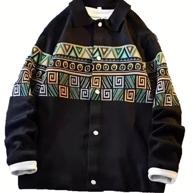 Damen Oversize-Strickjacke mit Jacquard‑Yoke und Druckknopfleiste Nord Taschen