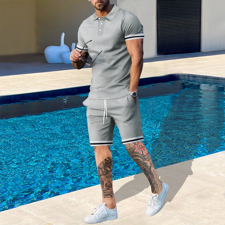 Herren Poloshirt und Shorts-Set mit sportlichen Akzenten