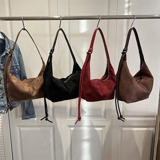 Damen Umhängetasche aus hochwertigem Wildleder mit elegantem Reißverschluss Nord Taschen