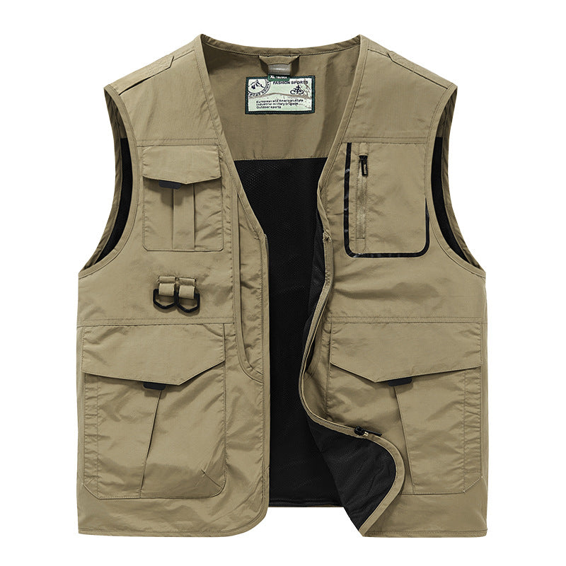 Herren Multifunktionale Outdoor-Utility-Weste mit Multitaschen, Mesh‑Futter und D‑Ringen Nord Taschen