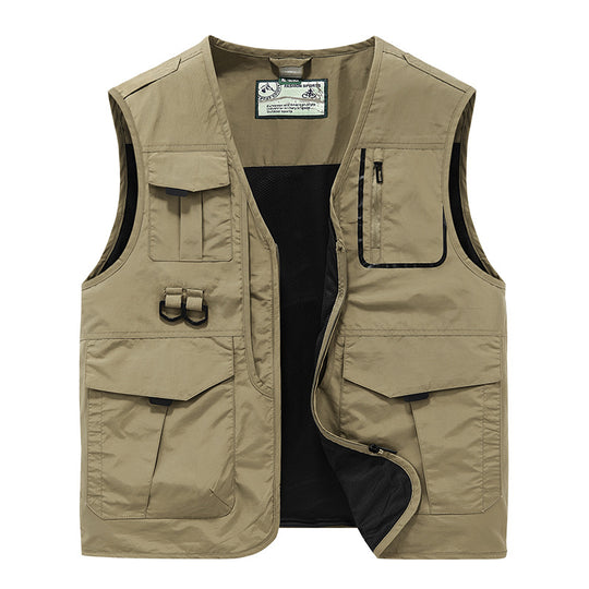 Herren Multifunktionale Outdoor-Utility-Weste mit Multitaschen, Mesh‑Futter und D‑Ringen Nord Taschen