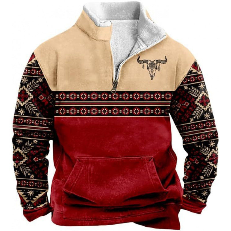 Herren Wärmender Fleece-Pullover mit Stehkragen Nord Taschen