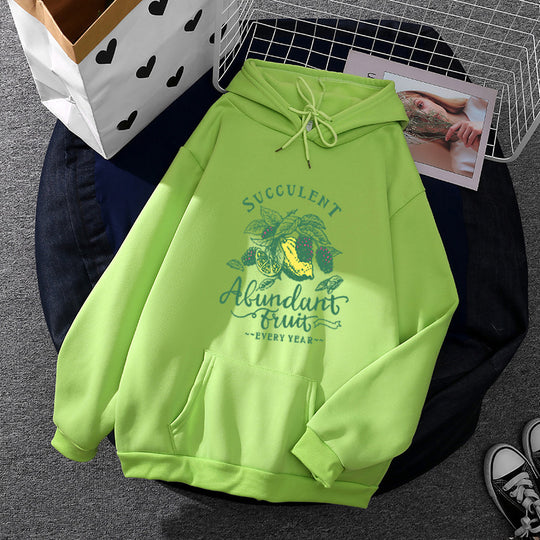 Damen nan Kapuzenpullover im Relaxed-Fit mit botanischer Frucht-Illustration und Kängurutasche Nord Taschen