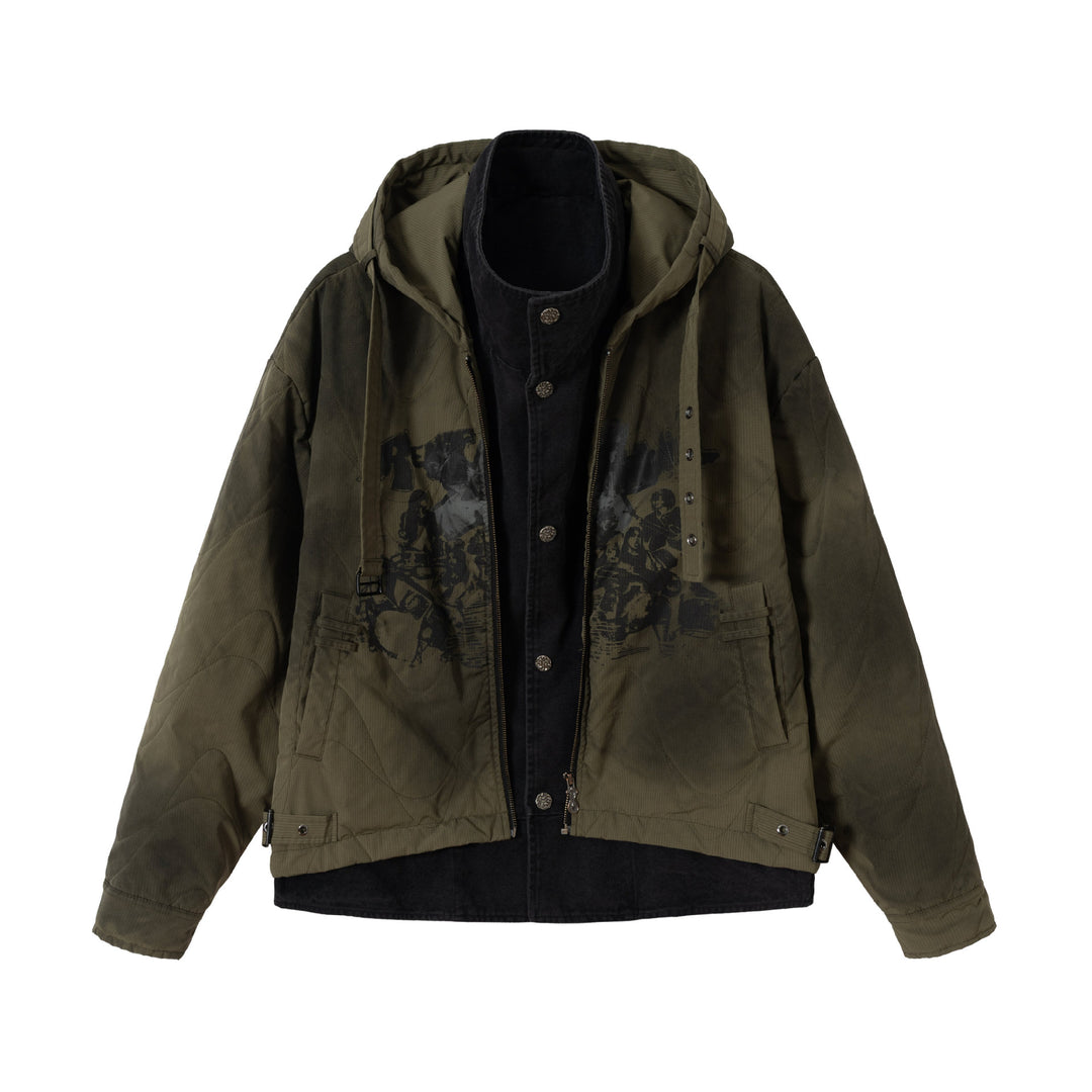 Herren Kurzer Field-Parka mit modularer Innenlage, Kapuze und Cargo‑Taschen Nord Taschen