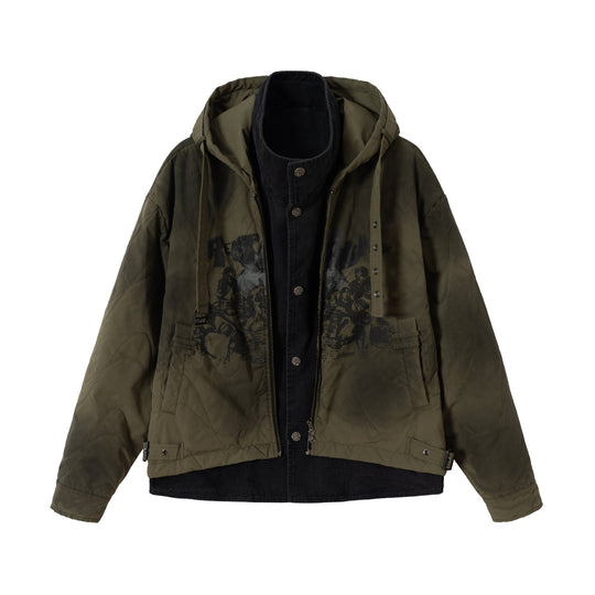 Herren Kurzer Field-Parka mit modularer Innenlage, Kapuze und Cargo‑Taschen Nord Taschen