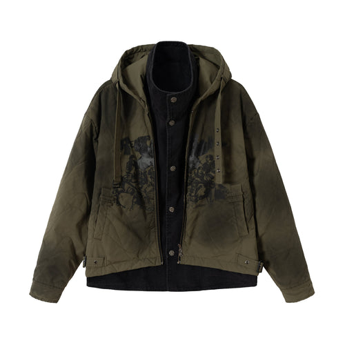 Herren Kurzer Field-Parka mit modularer Innenlage, Kapuze und Cargo‑Taschen Nord Taschen