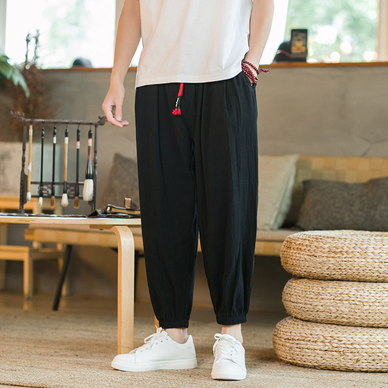 Herren lockere Haremshose mit elastischem Bund und dekorativem Kordelzug Nord Taschen