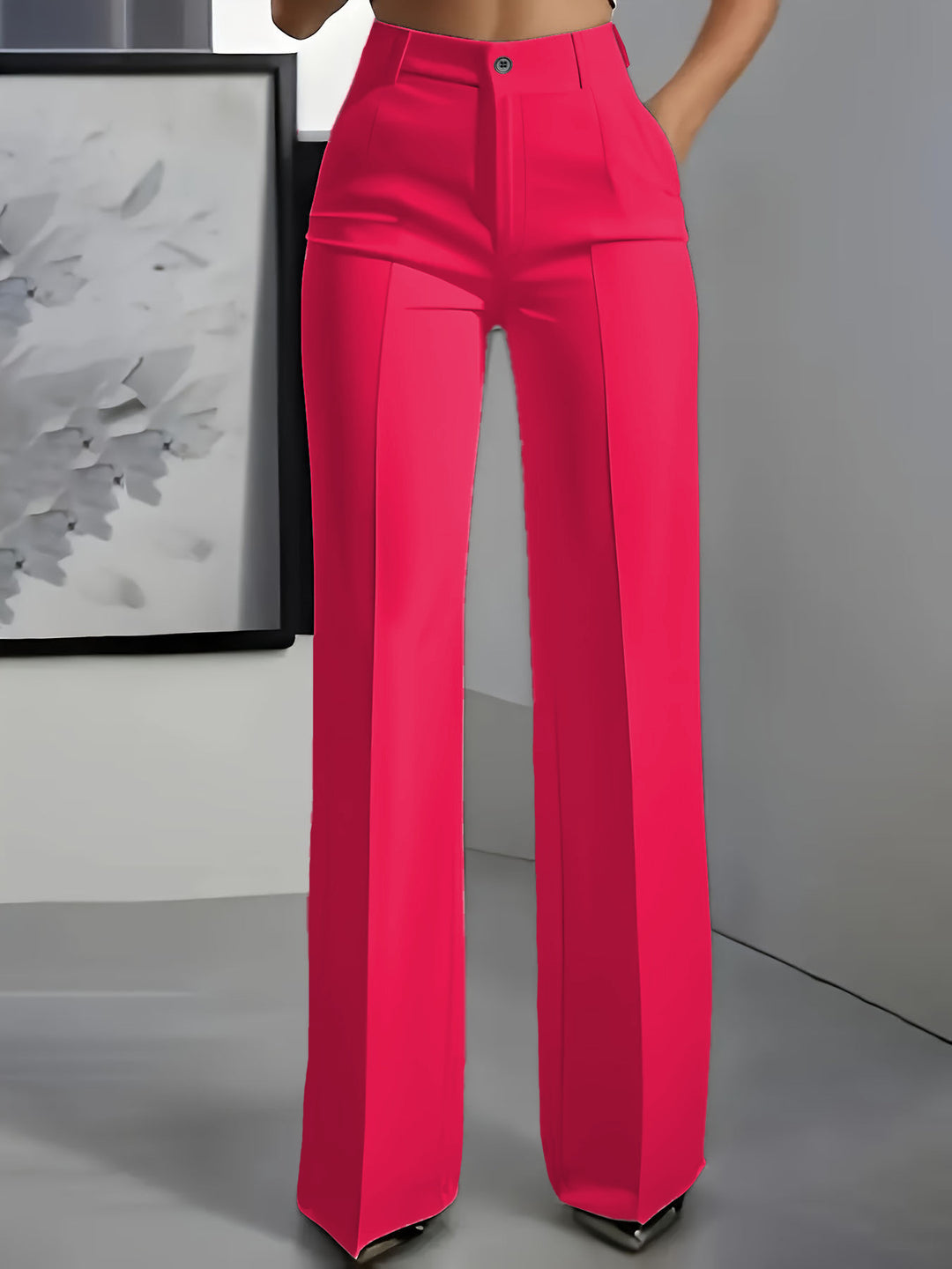 Damen Hochtaillierte Palazzo-Hose mit Bügelfalte und Eingrifftaschen Nord Taschen