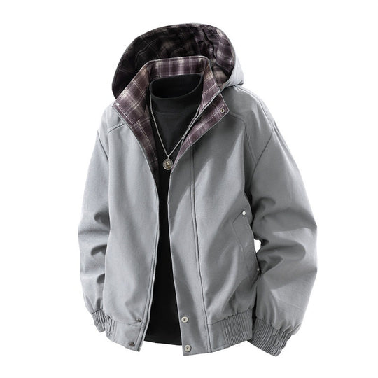 Herren Kapuzenjacke mit Karo-Futter Nord Taschen