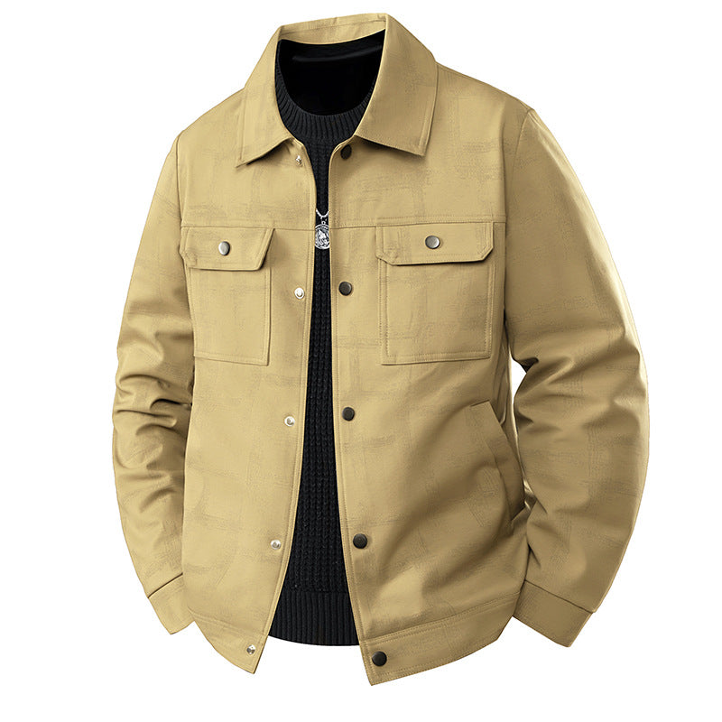 Herren Leichte Overshirt-Jacke mit dezenter Reptilprägung und Druckknopfverschluss Nord Taschen