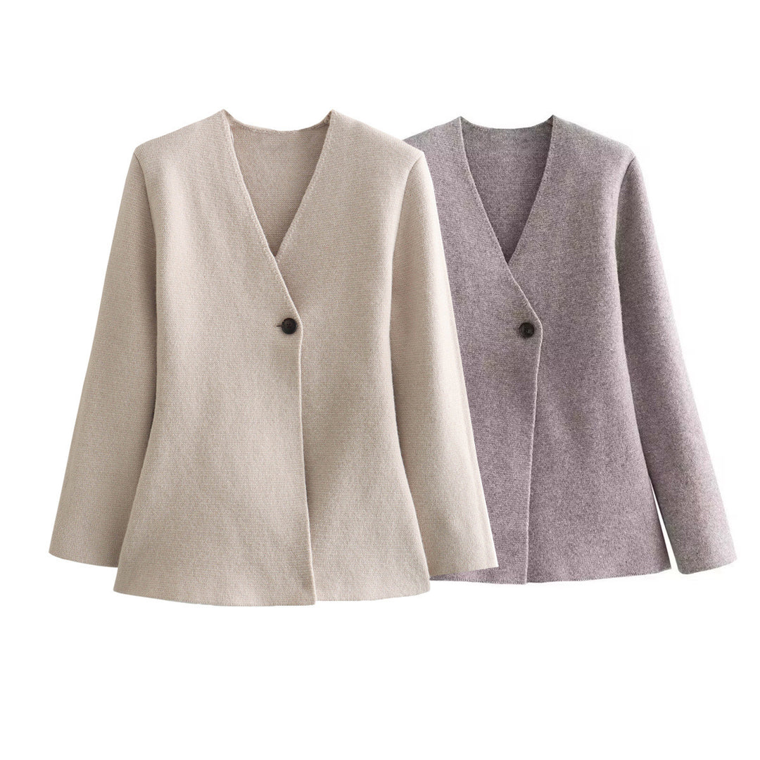 Damen Taillierter Peplum-Blazer-Mantel mit figurformender Silhouette und Ein-Knopf-Verschluss Nord Taschen