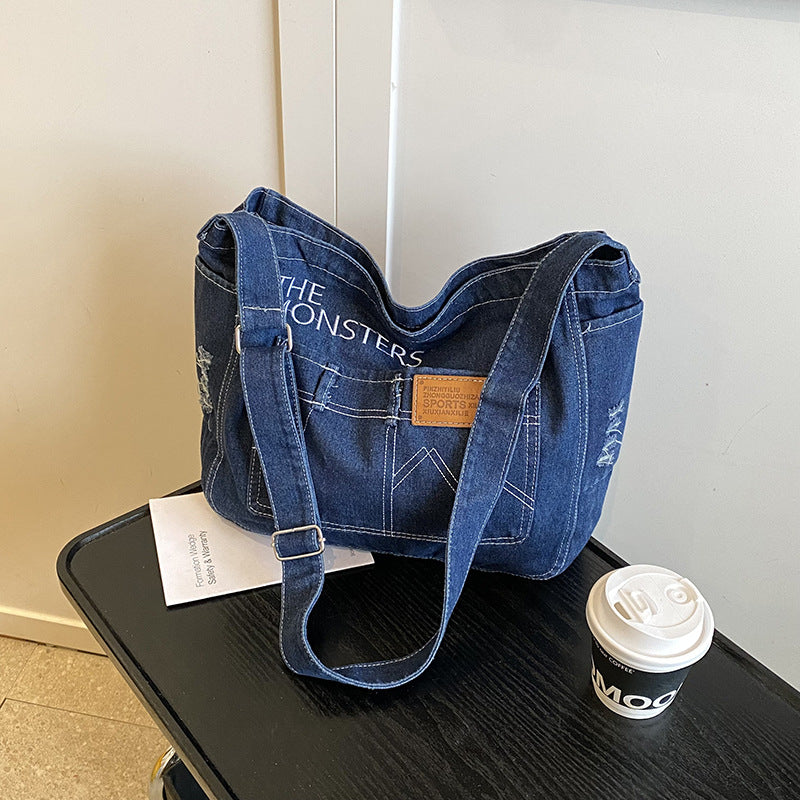 Damen modische Schultertasche aus hochwertigem Denim Nord Taschen