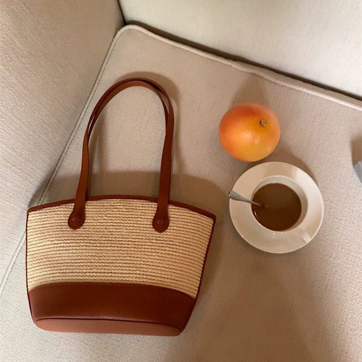 Damen Strandtasche mit elegantem geflochtenem Design und robustem Kunstleder Nord Taschen