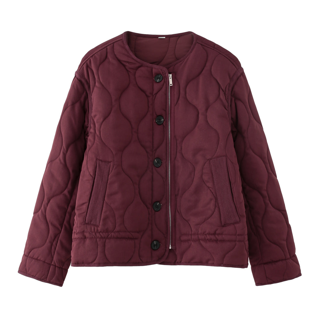 Damen Steppjacke mit rundem Steppmuster, Rundhals und Zwei-Wege-Reißverschluss Nord Taschen