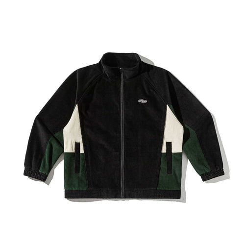 Unisex Kurz geschnittene Cord-Trackjacke im Retro-Utility-Stil mit Stehkragen Nord Taschen