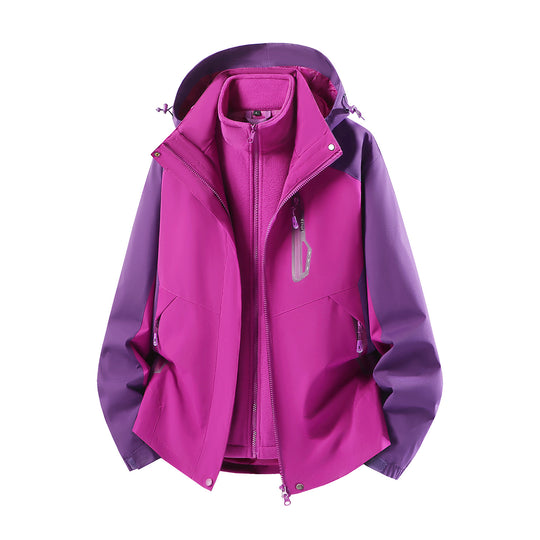 Damen wasserabweisende dreiteilige Outdoorjacke mit herausnehmbarer Fleece-Innenjacke, verstellbarer Kapuze und Reißverschlusstaschen Nord Taschen