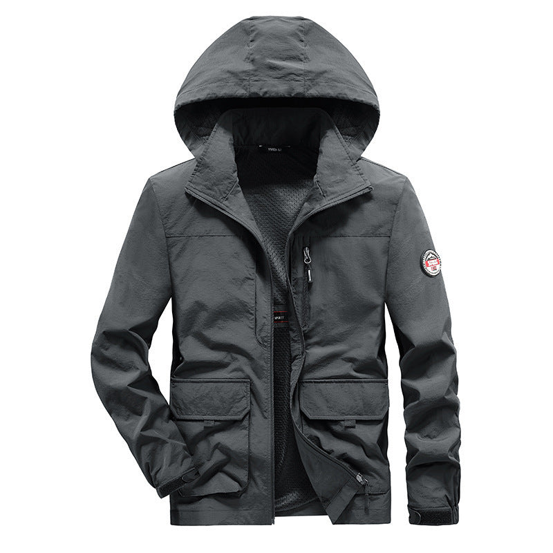 Herren Ultraleichte Kapuzen-Fieldjacke mit Mesh-Innenfutter und Mehrfach-Taschen Nord Taschen