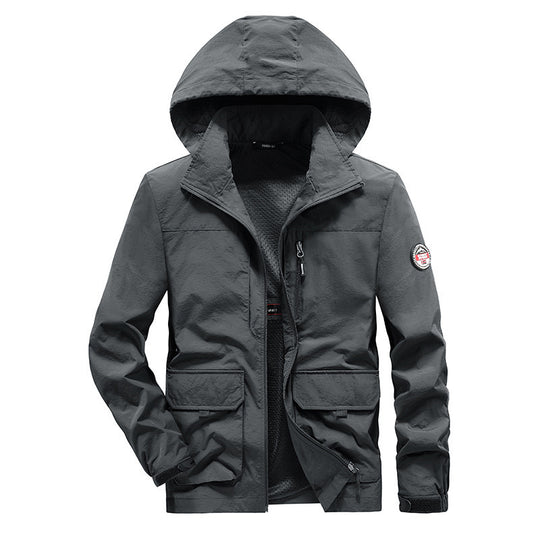 Herren Ultraleichte Kapuzen-Fieldjacke mit Mesh-Innenfutter und Mehrfach-Taschen Nord Taschen