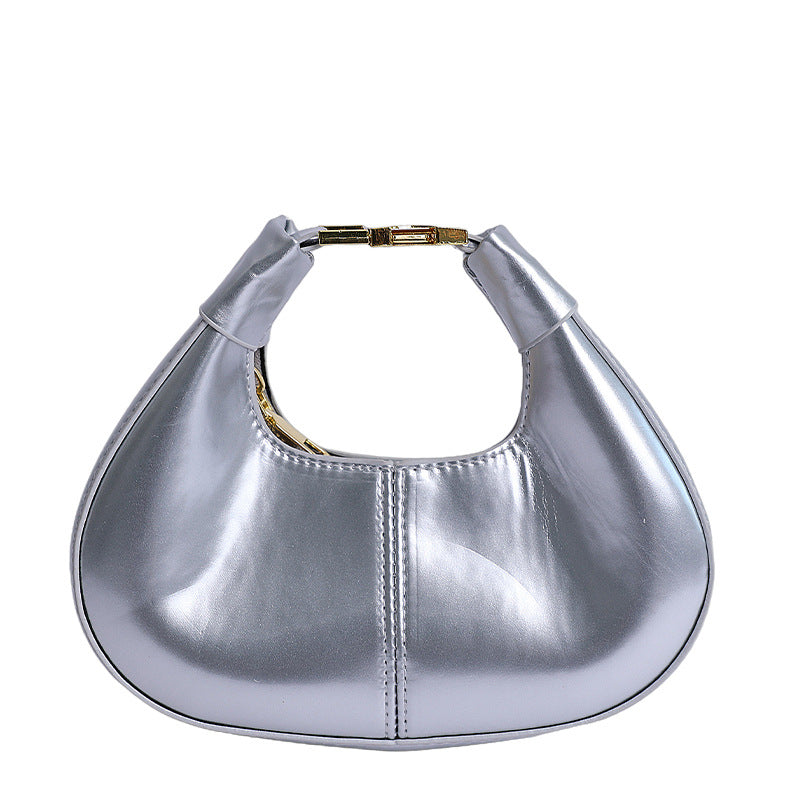 Damen elegante Handtasche mit glänzender Oberfläche und innovativem Verschluss Nord Taschen
