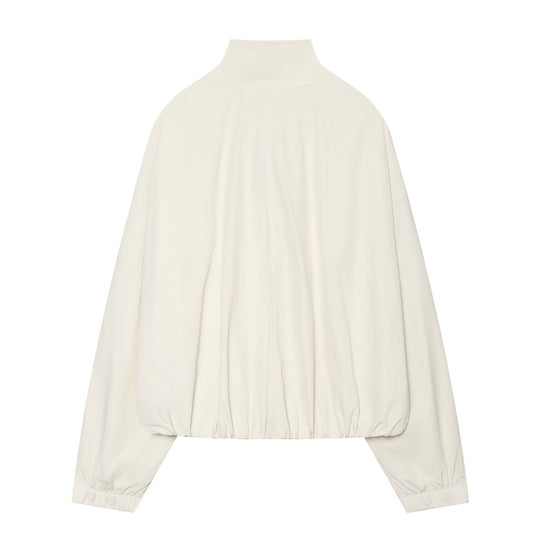 Damen Cropped-Blouson mit hohem Stehkragen, durchgehender Knopfleiste und Ballonärmeln Nord Taschen