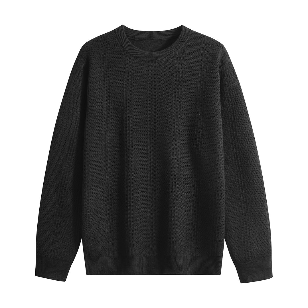 Unisex Strukturierter Rundhals-Strickpullover mit Ajourmuster Nord Taschen