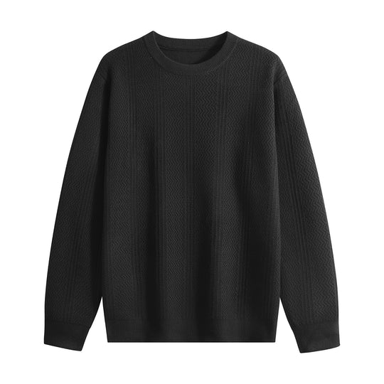 Unisex Strukturierter Rundhals-Strickpullover mit Ajourmuster Nord Taschen