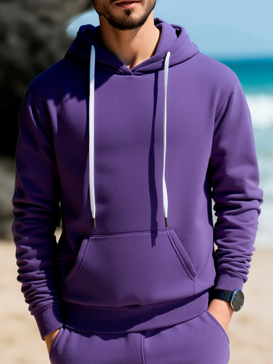 Herren Kapuzenpullover aus French‑Terry mit Kängurutasche & geripptem Saum Nord Taschen