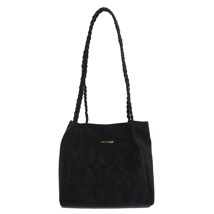 Damen Hobo-Tasche mit geflochtenem Tragegriff und weichem Veloursleder Nord Taschen