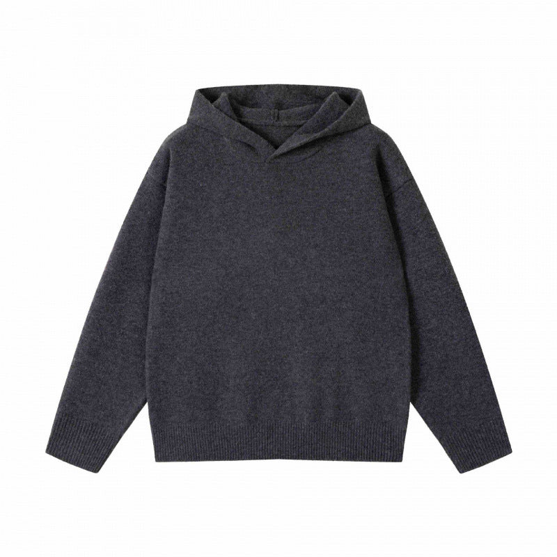 Unisex Oversize-Feinstrick-Kapuzenpullover mit Raglanärmeln und geripptem Saum Nord Taschen