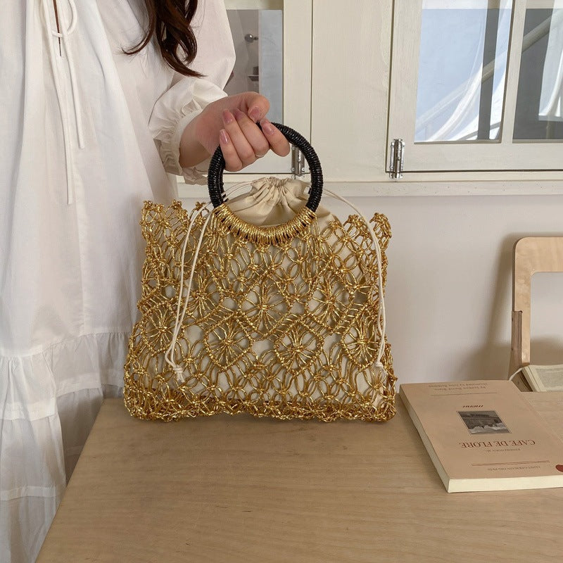 Damen gehäkelte Designer-Handtasche mit einzigartigem Ringhenkel Nord Taschen